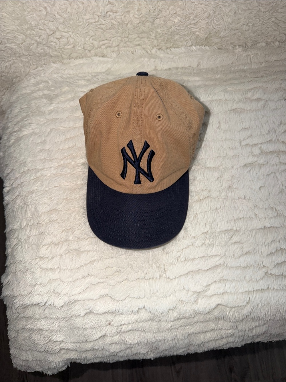 Two-Tone Tan and Navy Baseball Cap